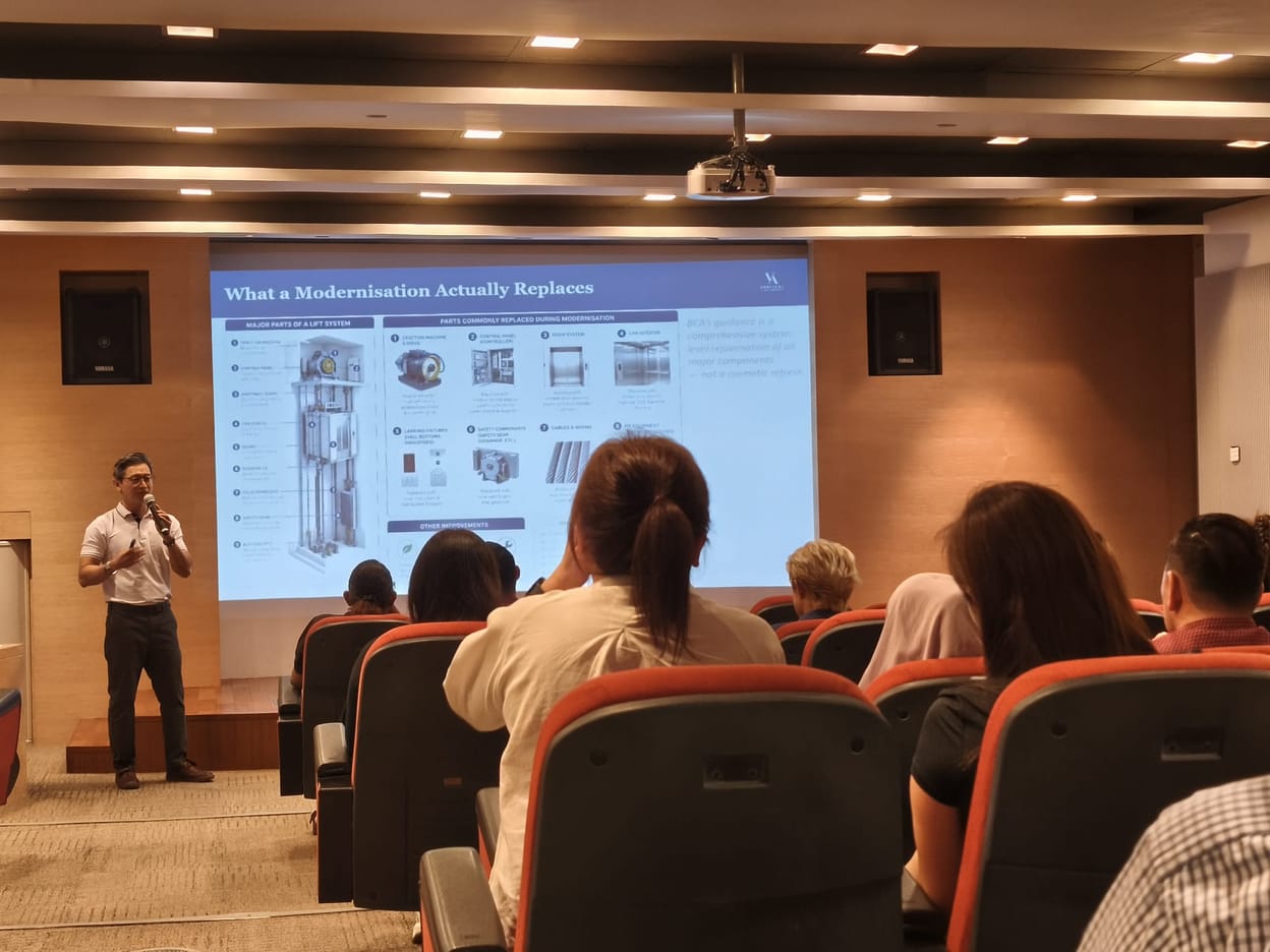 Vertical Acumen presenting a lift asset management session to the property management team at ETC in August 2026.